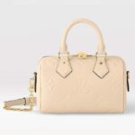 Louis Vuitton LV Women Speedy Bandoulière 20 Crème Beige Embossed Grained Cowhide Leather