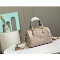 Louis Vuitton LV Women Speedy Bandoulière 20 Crème Beige Embossed Grained Cowhide Leather (11)