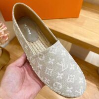 Louis Vuitton LV Women Starboard Flat Espadrille Beige Monogram Denim Rope Rubber (4)