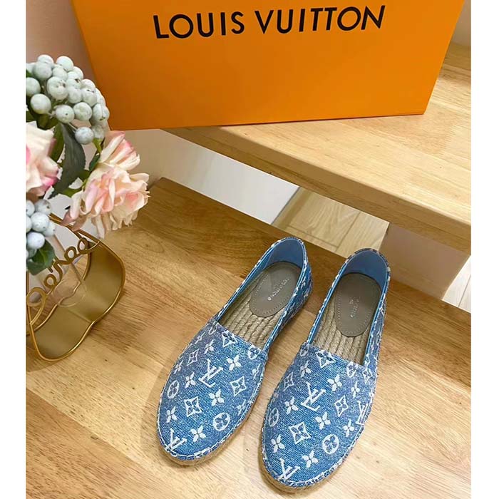 Louis Vuitton LV Women Starboard Flat Espadrille Blue Monogram Denim Rope Rubber (1)
