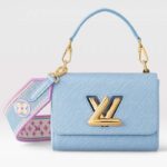 Louis Vuitton LV Dam Twist PM Väska Bleu Nuage Blå Epi Grained Läder