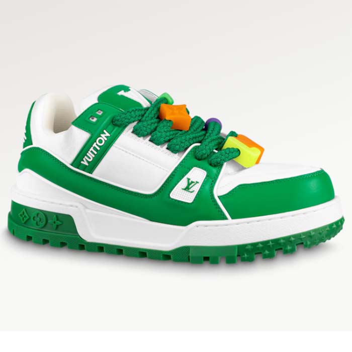 Louis Vuitton Unisex LV Trainer Maxi Sneaker Green Mix of Materials Rubber