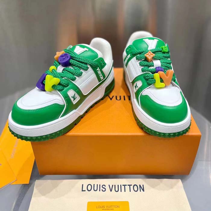 Louis Vuitton Unisex LV Trainer Maxi Sneaker Green Mix of Materials Rubber (13)