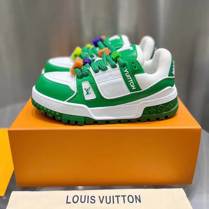 Louis Vuitton Unisex LV Trainer Maxi Sneaker Green Mix of Materials Rubber (4)