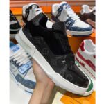Louis Vuitton Unisex LV Trainer Sneaker Black Eclipse Monogram Canvas Rubber Flowers - Image 2