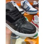 Louis Vuitton Unisex LV Trainer Sneaker Black Eclipse Monogram Canvas Rubber Flowers - Image 5