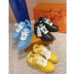 Louis Vuitton Unisex LV Trainer Sneaker Blue Monogram-Embossed Grained Calf Leather - Image 15