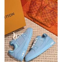 Louis Vuitton Unisex LV Trainer Sneaker Blue Monogram-Embossed Grained Calf Leather (7)