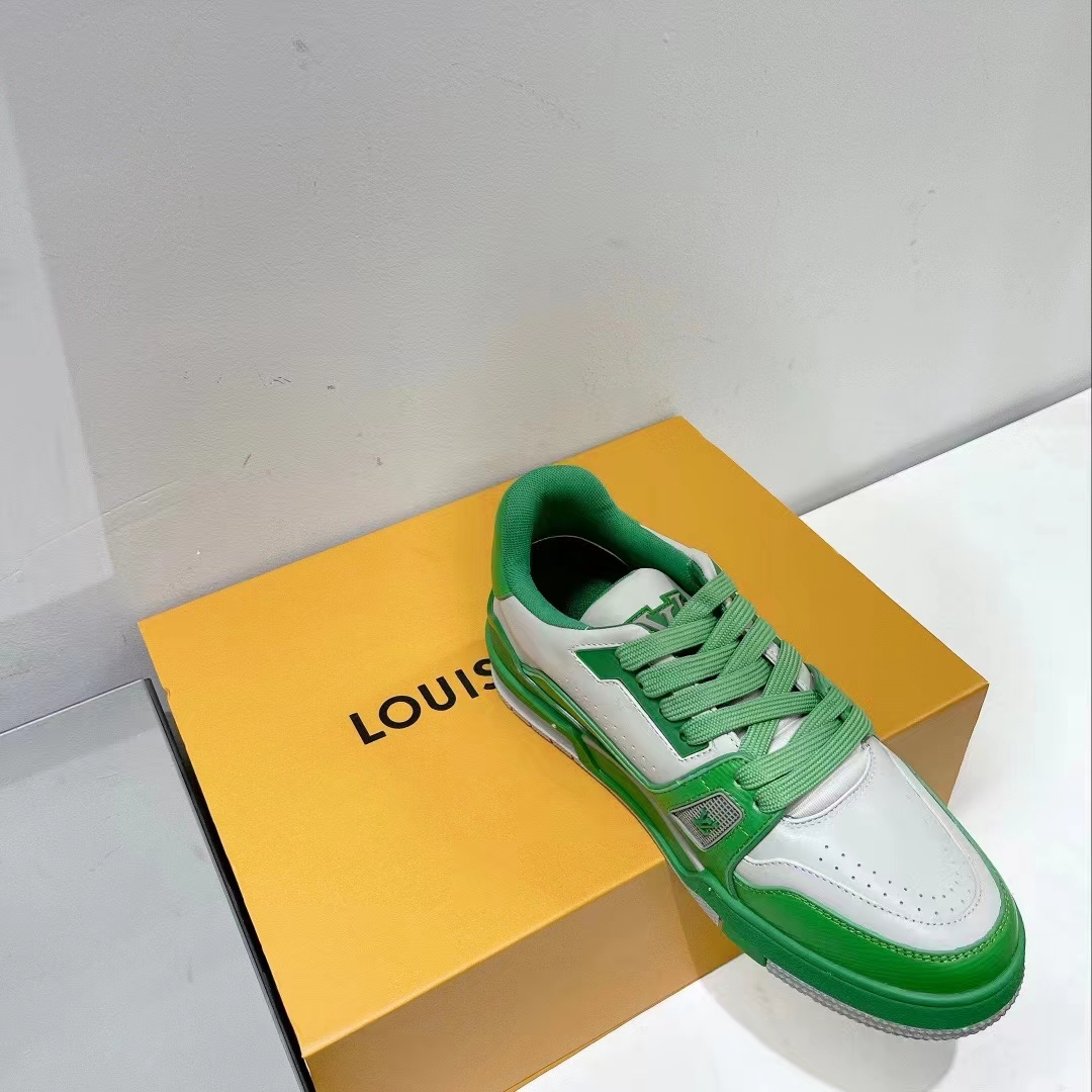 Louis Vuitton Unisex LV Trainer Sneaker Green Mini Monogram-Embossed Calf Monogram Leather (1)