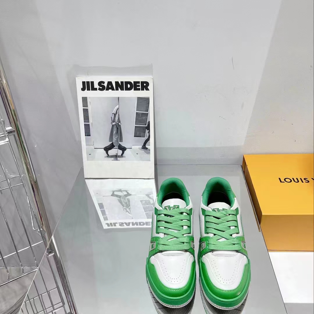 Louis Vuitton Unisex LV Trainer Sneaker Green Mini Monogram-Embossed Calf Monogram Leather (7)