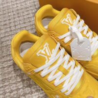 Louis Vuitton Unisex LV Trainer Sneaker Yellow Monogram-Embossed Grained Calf Leather (3)