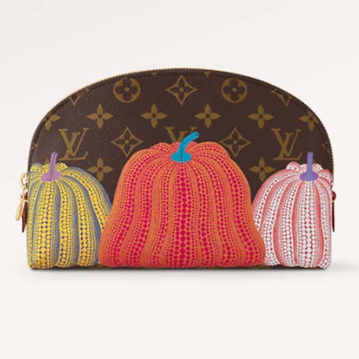 Louis Vuitton Unisex LV x YK Cosmetic Pouch Monogram Coated Canvas Colorful Pumpkin Print