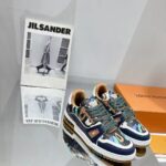 Louis Vuitton Unisex LV x YK LV Trainer Sneaker Khaki Green Camouflage-Printed Canvas Grained Calf – Image 2