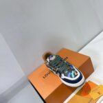 Louis Vuitton Unisex LV x YK LV Trainer Sneaker Khaki Green Camouflage-Printed Canvas Grained Calf – Image 5