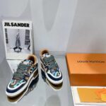 Louis Vuitton Unisex LV x YK LV Trainer Sneaker Khaki Green Camouflage-Printed Canvas Grained Calf – Image 4