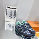 Louis Vuitton Unisex LV x YK LV Trainer Sneaker Navy Blue Camouflage-Printed Canvas Grained Calf – Bild 2