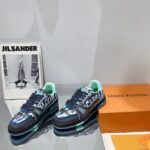 Louis Vuitton Unisex LV x YK LV Trainer Sneaker Navy Blue Camouflage-Printed Canvas Grained Calf – Bild 3