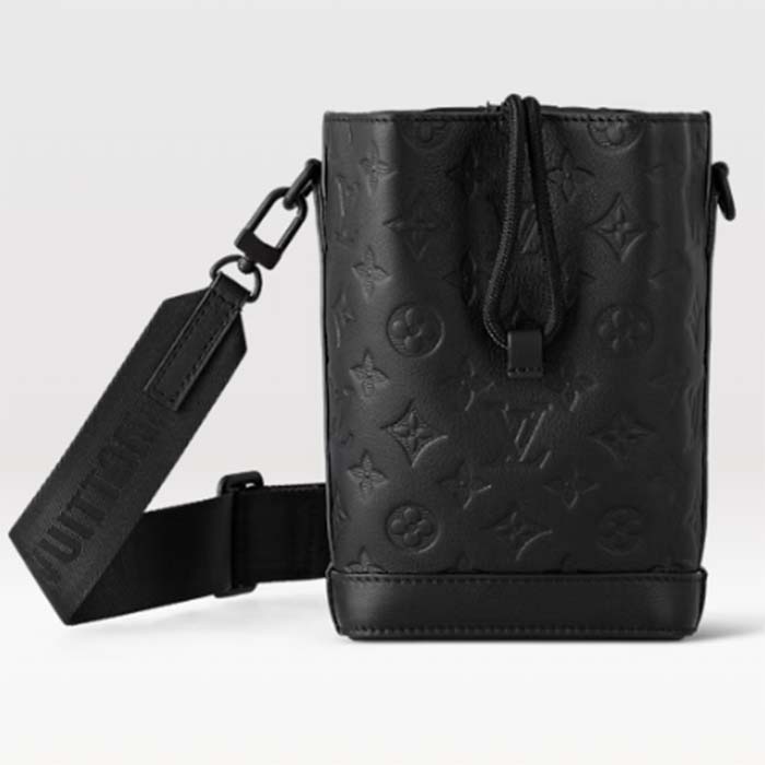 Louis Vuitton Unisex Noe Sling Black Calf Leather Textile Lining Drawstring Closure
