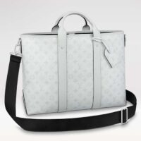 Louis Vuitton Unisex Weekend Tote NM Optic White Monogram Coated Canvas Taiga Cowhide (11)