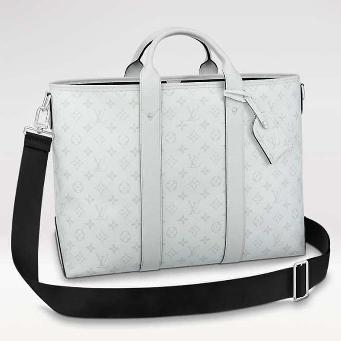 Louis Vuitton Unisex Weekend Tote NM Optic White Monogram Coated Canvas Taiga Cowhide