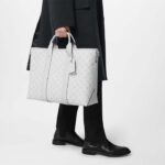 Louis Vuitton Unisex Weekend Tote NM Optic White Monogram Coated Canvas Taiga Cowhide - Image 12