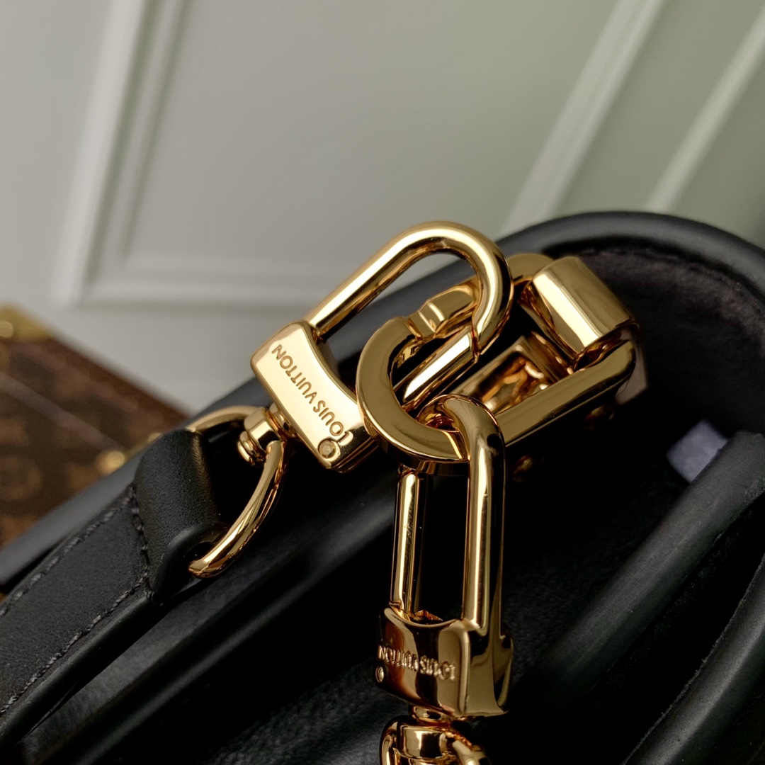 Louis Vuitton Women Dauphine MM Handbag Black Calfskin Leather (1)