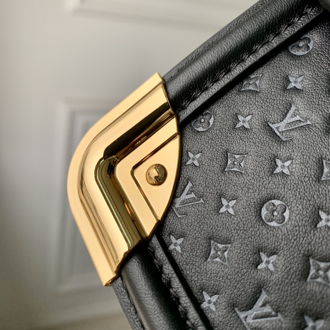 Louis Vuitton Women Dauphine MM Handbag Black Calfskin Leather (2)
