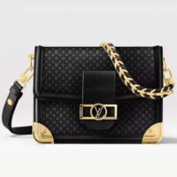 Louis Vuitton Women Dauphine MM Handbag Black Calfskin Leather (4)