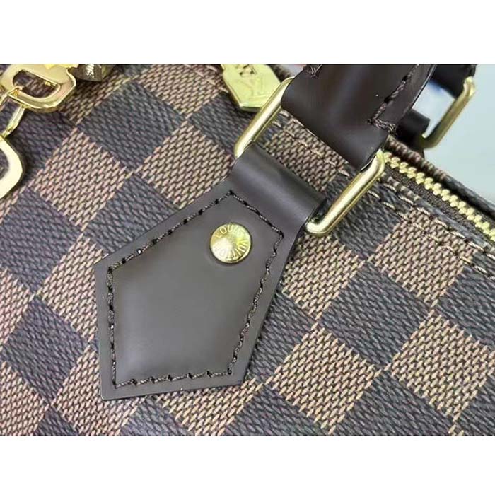 Louis Vuitton Women LV Braided Speedy 25 Handbag Damier Ebene Coated Canvas (1)