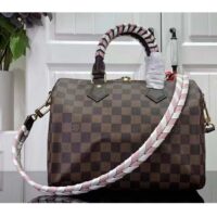 Louis Vuitton Women LV Braided Speedy 25 Handbag Damier Ebene Coated Canvas (5)