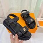 Louis Vuitton Women LV Sunset Flat Comfort Sandal Black Raffia Micro Outsole - immagine 9