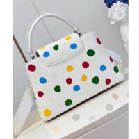 Louis Vuitton Women LV x YK Capucines BB White Taurillon Bull Calf Leather 3D Painted Dots (5)