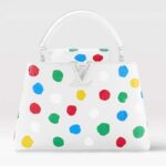 Louis Vuitton Women LV x YK Capucines BB White Taurillon Bull Calf Leather 3D Painted Dots