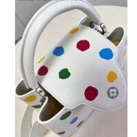 Louis Vuitton Women LV x YK Capucines BB White Taurillon Bull Calf Leather 3D Painted Dots (5)