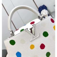 Louis Vuitton Women LV x YK Capucines BB White Taurillon Bull Calf Leather 3D Painted Dots (5)