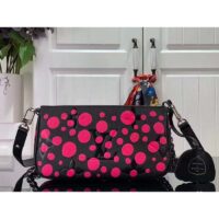 Louis Vuitton Women LV x YK Multi Pochette Accessoires Black Fuchsia Embossed Grained Monogram Empreinte Cowhide (9)