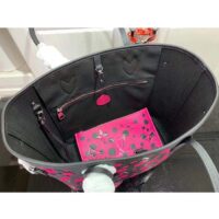 Louis Vuitton Women LV x YK Neverfull MM Black Fuchsia Embossed Grained Monogram Empreinte Cowhide (8)