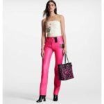 Louis Vuitton Women LV x YK Neverfull MM Black Fuchsia Embossed Grained Monogram Empreinte Cowhide - Imagen 11