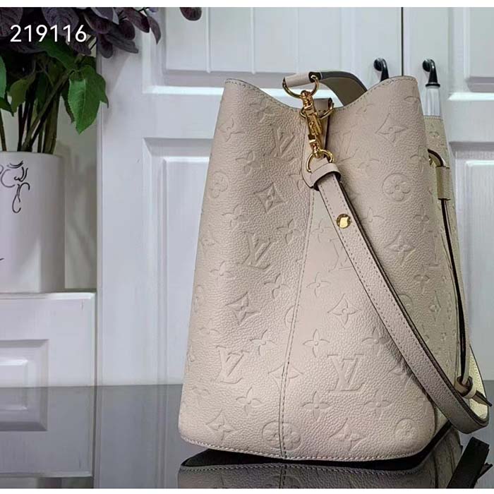 Louis Vuitton Women NeoNoé MM Bucket Bag Crème Beige Embossed Grained Cowhide Leather (10)