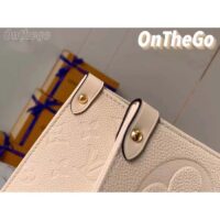 Louis Vuitton Women Onthego MM Tote Bag Crème Beige Embossed Grained Cowhide Leather (6)