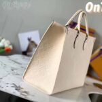 Louis Vuitton Women Onthego MM Tote Bag Crème Beige Embossed Grained Cowhide Leather - Image 5