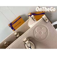 Louis Vuitton Women Onthego MM Tote Bag Crème Beige Embossed Grained Cowhide Leather (6)