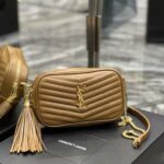 Saint Laurent YSL Women Lou Mini Bag in Grain De Poudre Embossed Leather-Brown - Imagen 3