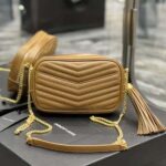 Saint Laurent YSL Women Lou Mini Bag in Grain De Poudre Embossed Leather-Brown - Imagen 4