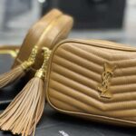 Saint Laurent YSL Women Lou Mini Bag in Grain De Poudre Embossed Leather-Brown - Imagen 7