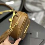 Saint Laurent YSL Women Lou Mini Bag in Grain De Poudre Embossed Leather-Brown - Imagen 9