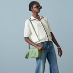 Gucci Women GG Blondie Small Shoulder Bag Green Leather Zipper Closure - immagine 12