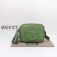 Gucci Women GG Blondie Small Shoulder Bag Green Leather Zipper Closure