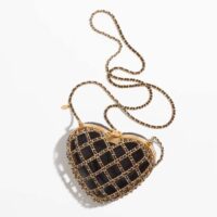 Chanel Women CC Heart Minaudiere Lambskin Gold-Tone Metal Black (6)