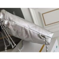 Chanel Women CC Large Back Pack Chanel 22 Handbag Metallic Calfskin Silver-Tone Metal (6)
